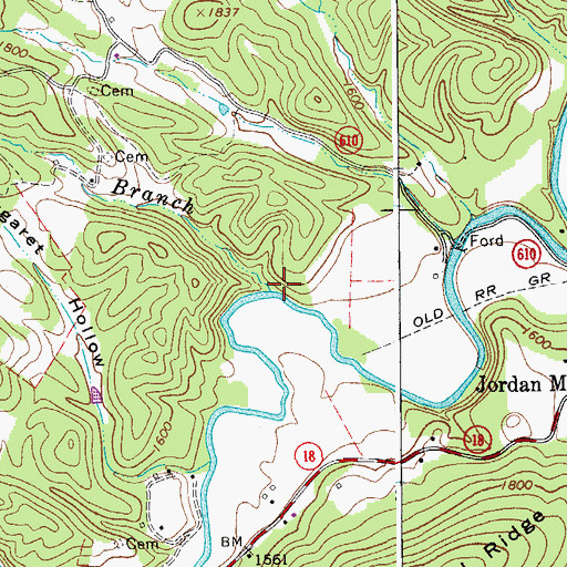 Topographic Map of Sampson Branch, VA