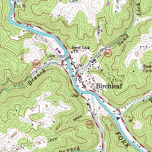 Topographic Map of Sand Lick Branch, VA