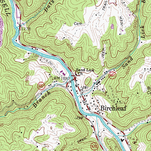 Topographic Map of Sand Lick Church, VA