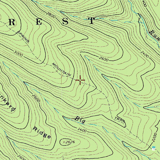 Topographic Map of Sand Spring Mountain Trail, VA
