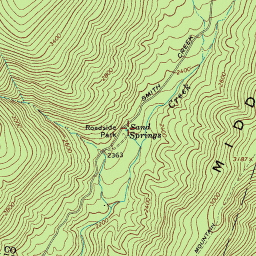 Topographic Map of Sand Springs, VA