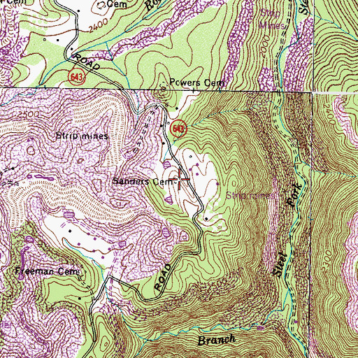 Topographic Map of Sanders Cemetery, VA