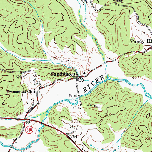Topographic Map of Sandidges, VA