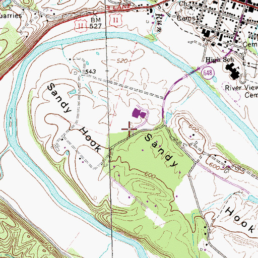 Topographic Map of Sandy Hook, VA