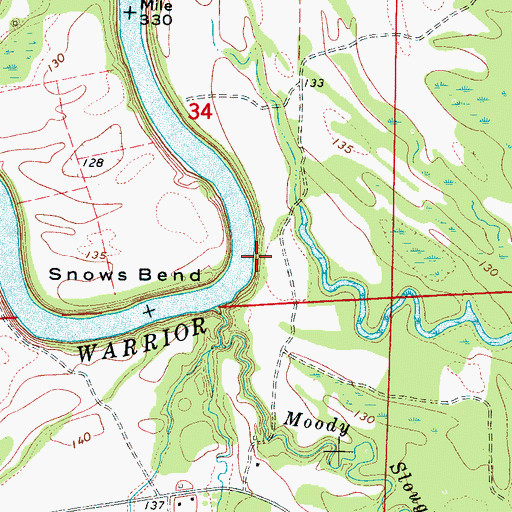 Topographic Map of Upper Ophelia Landing, AL