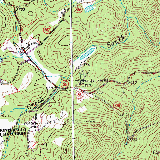 Topographic Map of Sandy Ridge Cemetery, VA