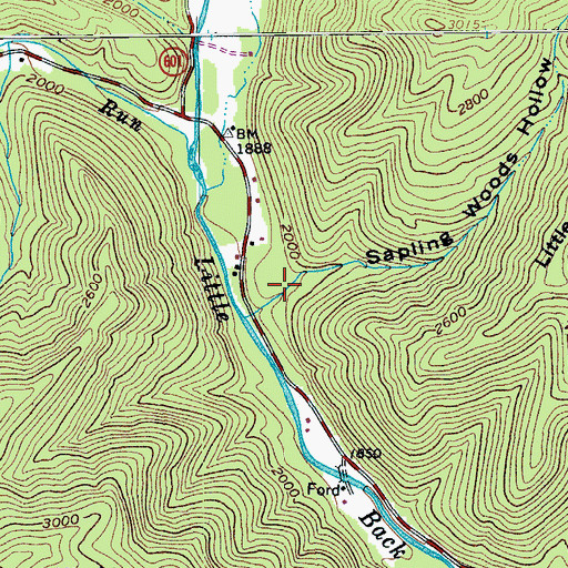 Topographic Map of Sapling Woods Hollow, VA