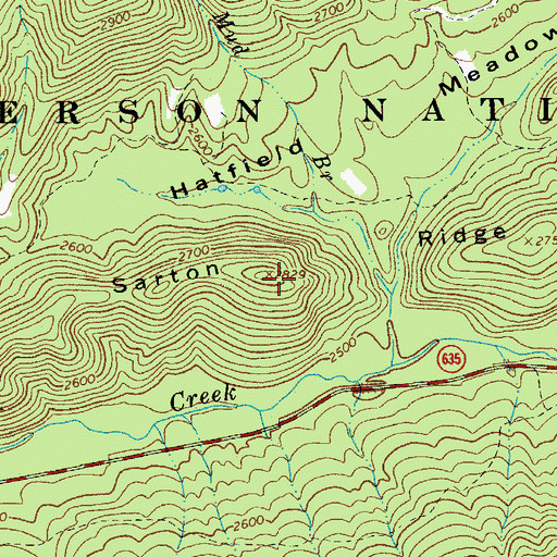 Topographic Map of Sarton Ridge, VA