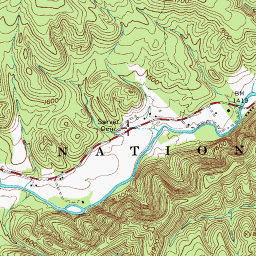Topographic Map of Sarver Cemetery, VA