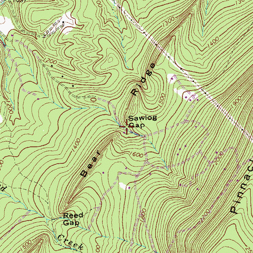 Topographic Map of Sawlog Gap, VA