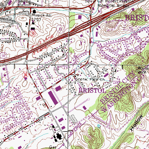 Topographic Map of Scenic Park Church, VA