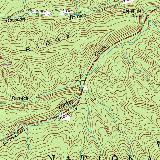 Topographic Map of Scott Branch, VA