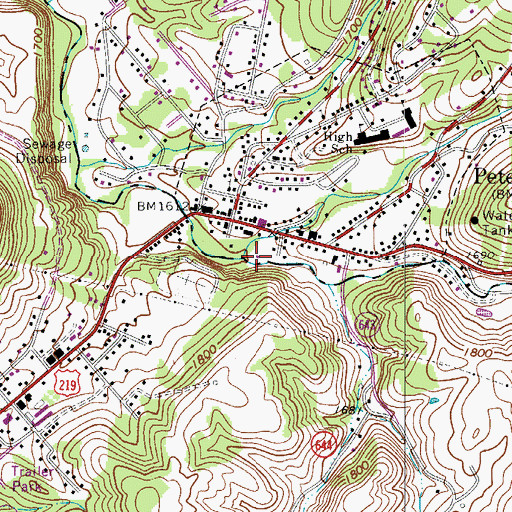 Topographic Map of Scott Branch, VA