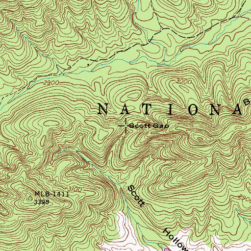 Topographic Map of Scott Gap, VA