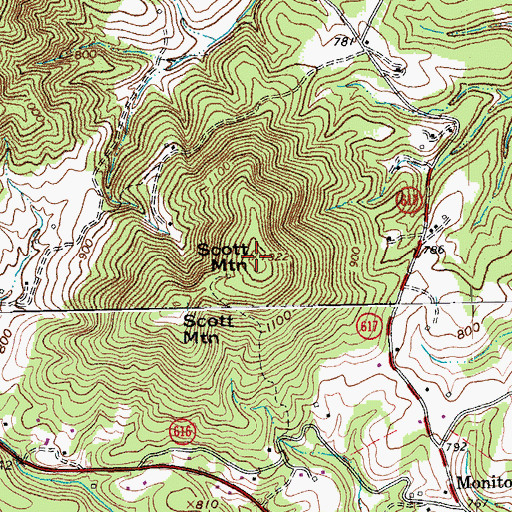 Topographic Map of Scott Mountain, VA
