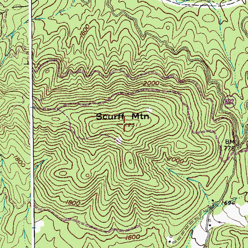 Topographic Map of Scurff Mountain, VA