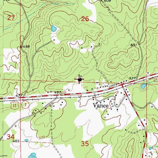 Topographic Map of Vance Elementary School, AL