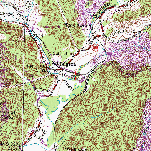 Topographic Map of Sepulcher Creek, VA