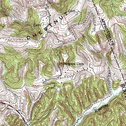 Topographic Map of Sergent Cemetery, VA
