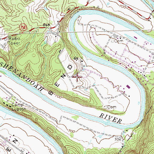 Topographic Map of Seven Bends, VA