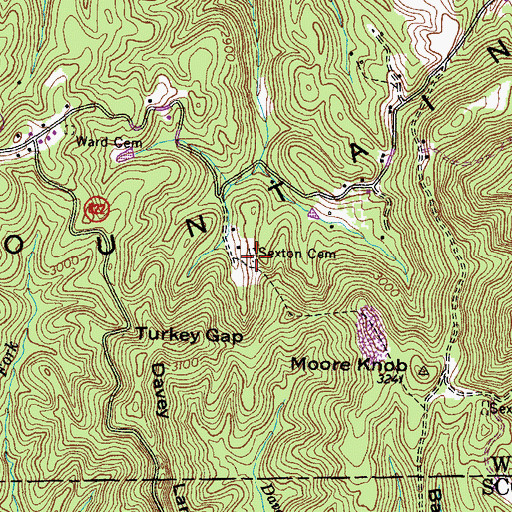 Topographic Map of Sexton Cemetery, VA
