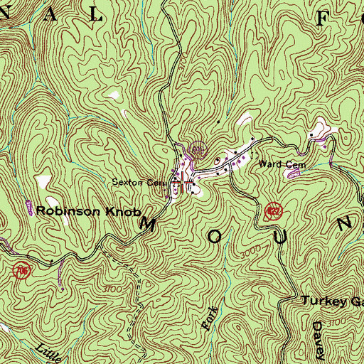 Topographic Map of Sexton Cemetery, VA