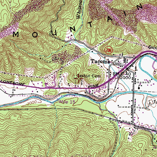 Topographic Map of Sexton Cemetery, VA