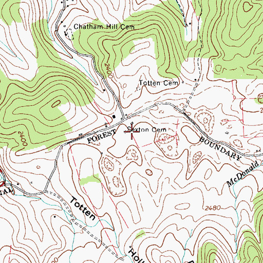Topographic Map of Sexton Cemetery, VA