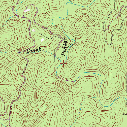 Topographic Map of Shady Mountain Creek, VA