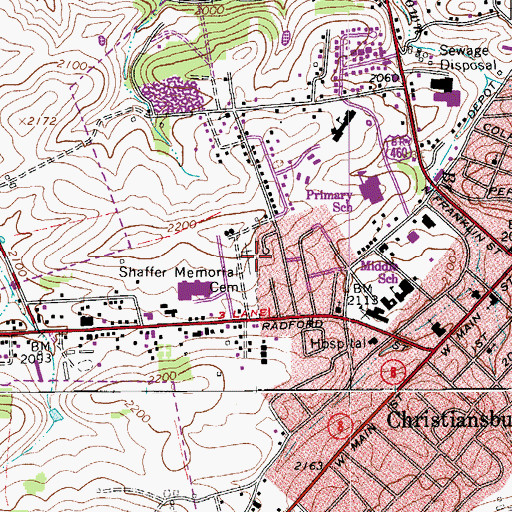 Topographic Map of Shaffer Memorial Cemetery, VA