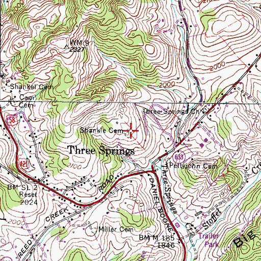 Topographic Map of Shankle Cemetery, VA