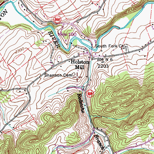 Topographic Map of Shannon Cemetery, VA