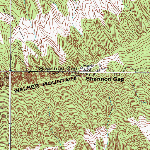 Topographic Map of Shannon Gap, VA