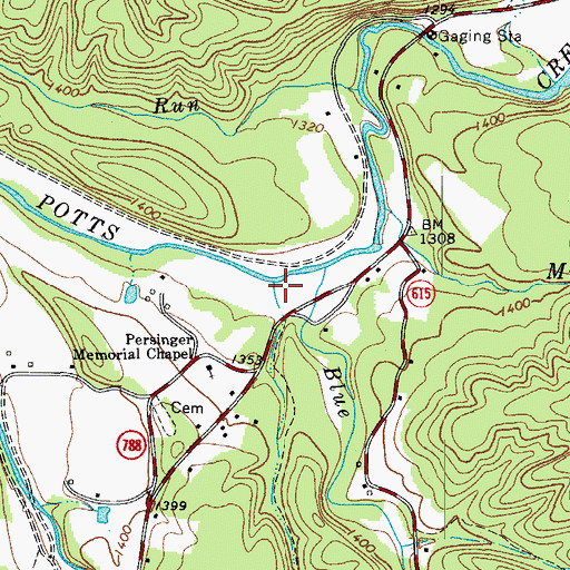 Topographic Map of Blue Spring Run, VA