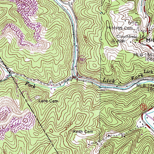 Topographic Map of Left Fork Lick Fork, VA
