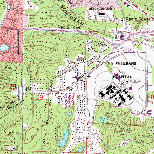 Topographic Map of Village East Shopping Center, AL