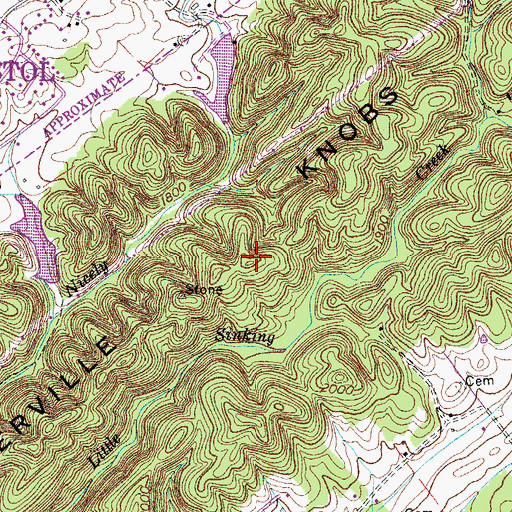 Topographic Map of Paperville Knobs, VA