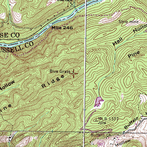 Topographic Map of Pine Ridge, VA
