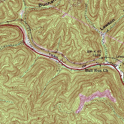 Topographic Map of Trail of the Lonesome Pine, VA