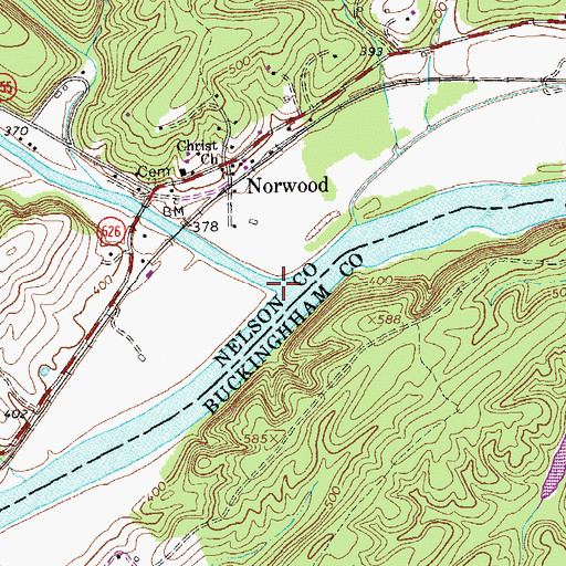 Topographic Map of Tye River, VA