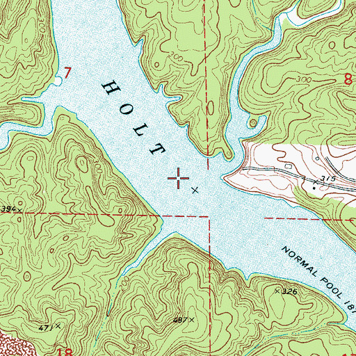 Topographic Map of Wallace Ferry (historical), AL