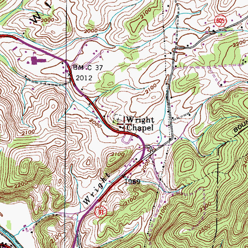 Topographic Map of Wright Chapel, VA