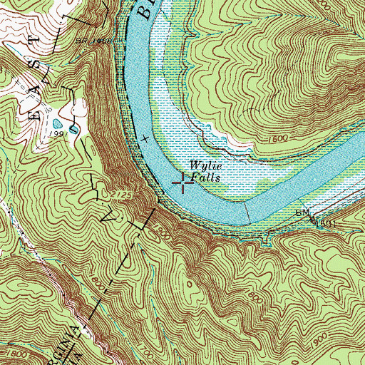Topographic Map of Wylie Falls, VA