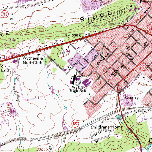 Topographic Map of George Wythe High School, VA