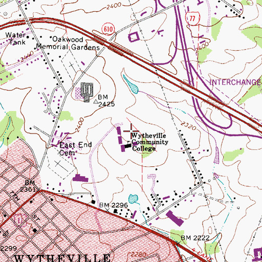 Topographic Map of Wytheville Community College, VA