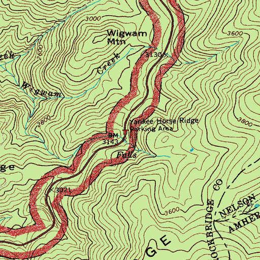 Topographic Map of Yankee Horse Ridge Parking Area, VA