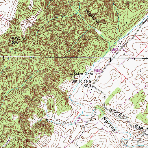 Topographic Map of Yates Cemetery, VA