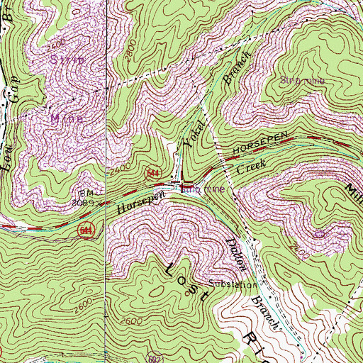 Topographic Map of Yokel Branch, VA