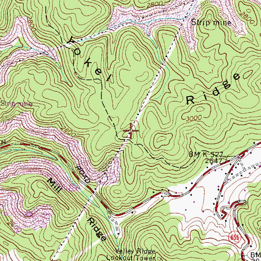 Topographic Map of Yokel Ridge, VA