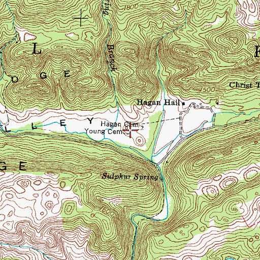 Topographic Map of Young Cemetery, VA